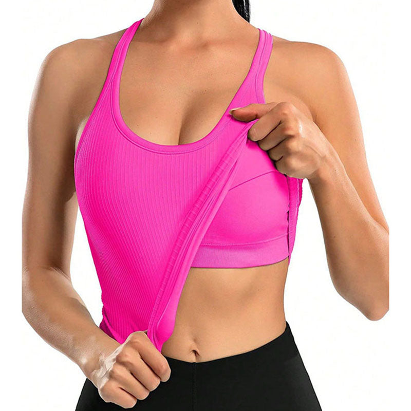 Stretchy Slim-Fit Crew Neck Cropped Tank Top