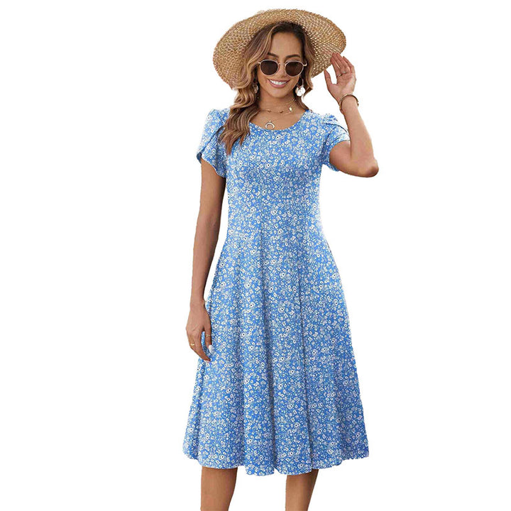 Round-neck puff-sleeve dress