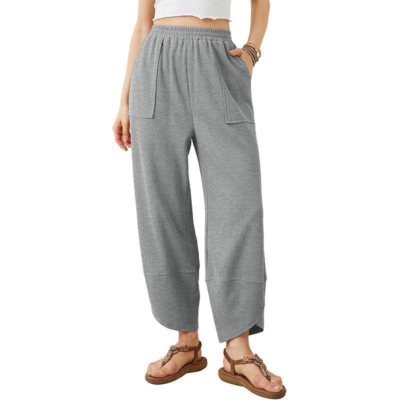Casual loose-fitting high-waisted trousers