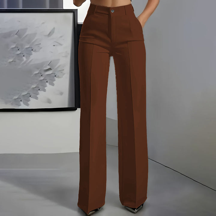 High Waist Straight Leg Suit Pants – Elegant Draped Minimalist Trousers