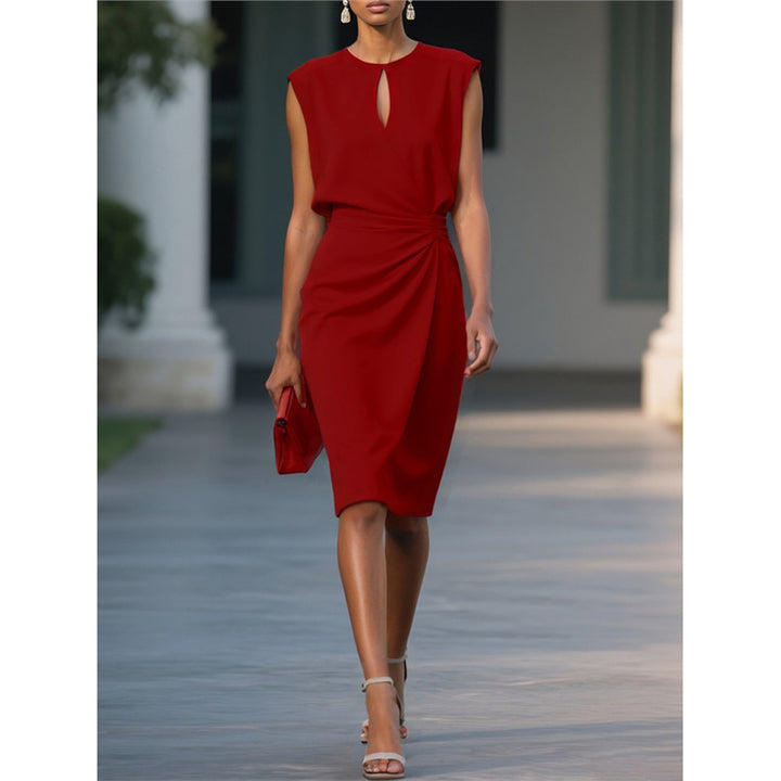 Criss-cross knot round-neck dress