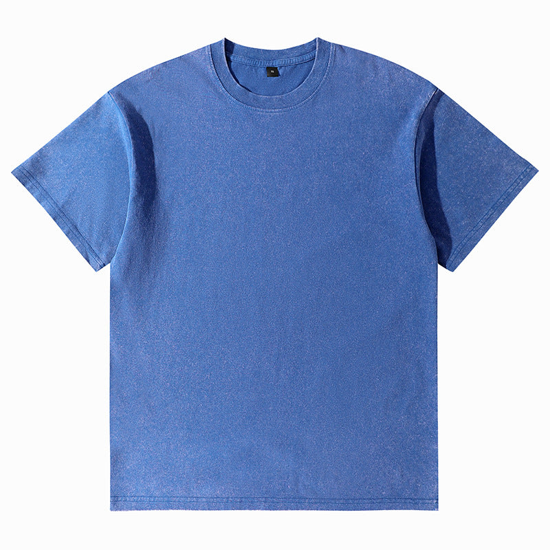 Unisex Solid-Color Washed Distressed T-Shirt