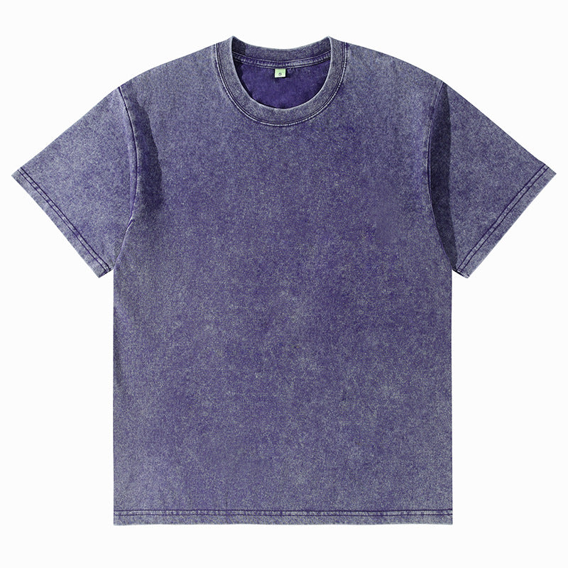 Unisex Solid-Color Washed Distressed T-Shirt