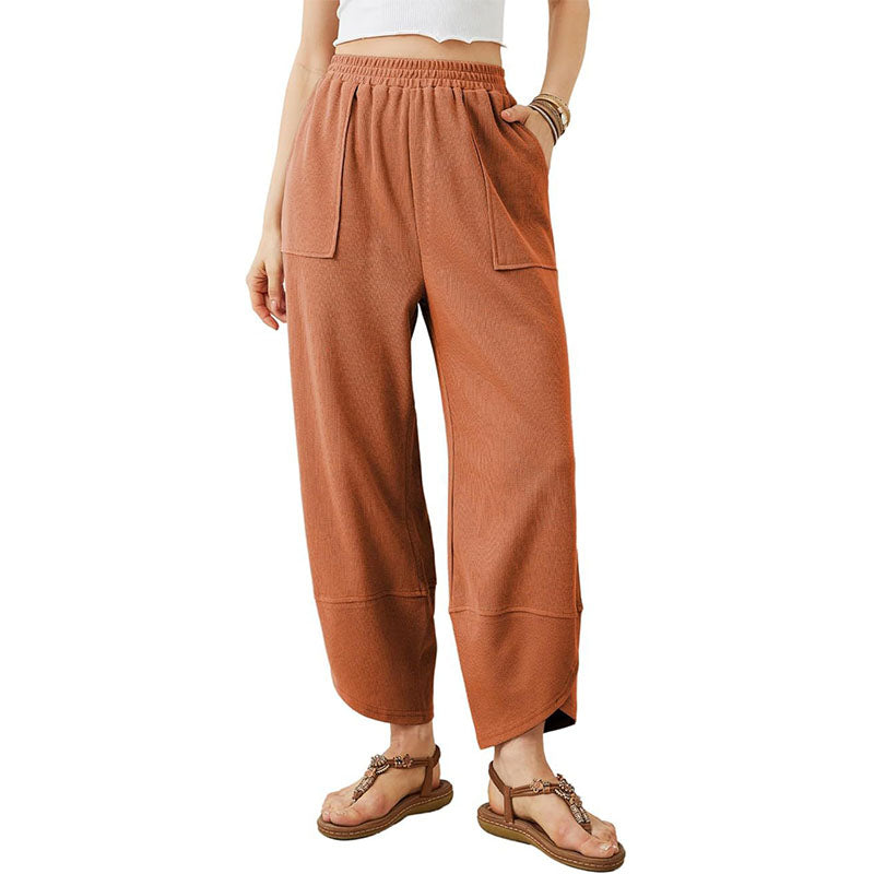 Casual loose-fitting high-waisted trousers