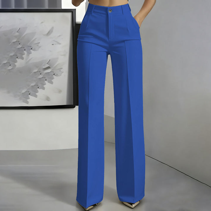 High Waist Straight Leg Suit Pants – Elegant Draped Minimalist Trousers