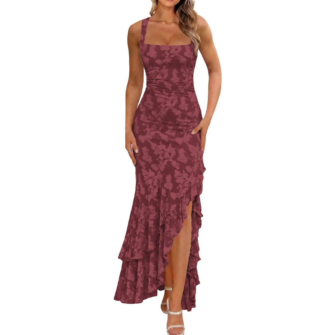 Sexy Square Neck Ruched Bodycon Dress