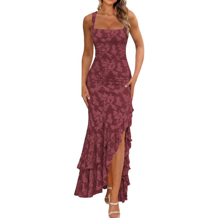 Sexy Square Neck Ruched Bodycon Dress