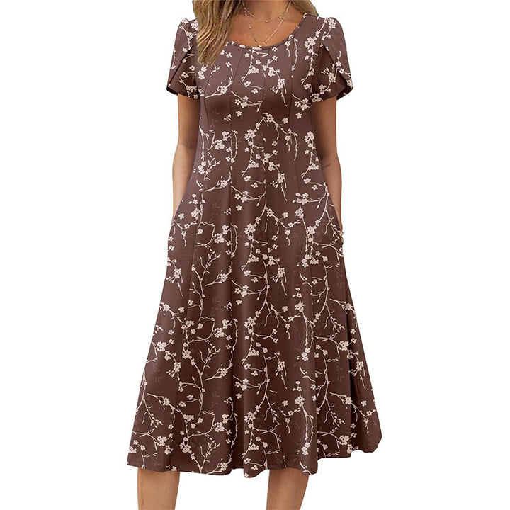 Round-neck puff-sleeve dress