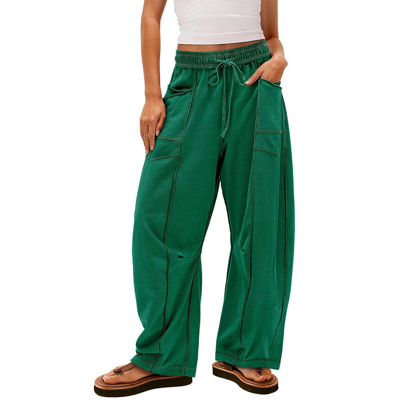 Casual elastic waist wide-leg pants