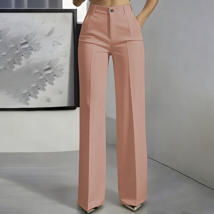 High Waist Straight Leg Suit Pants – Elegant Draped Minimalist Trousers