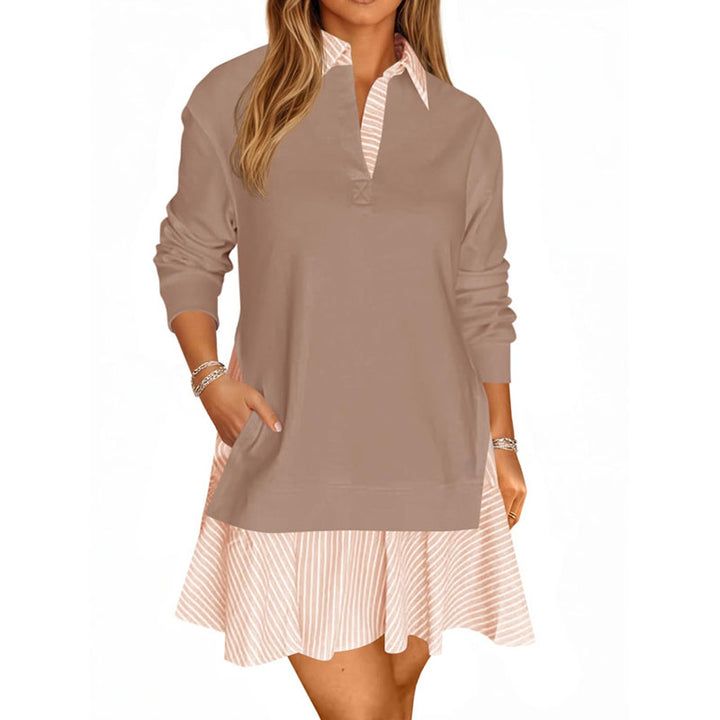 Collared color-block sweatshirt dress