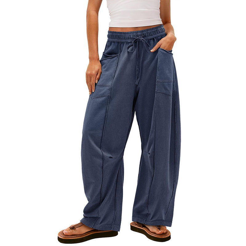 Casual elastic waist wide-leg pants