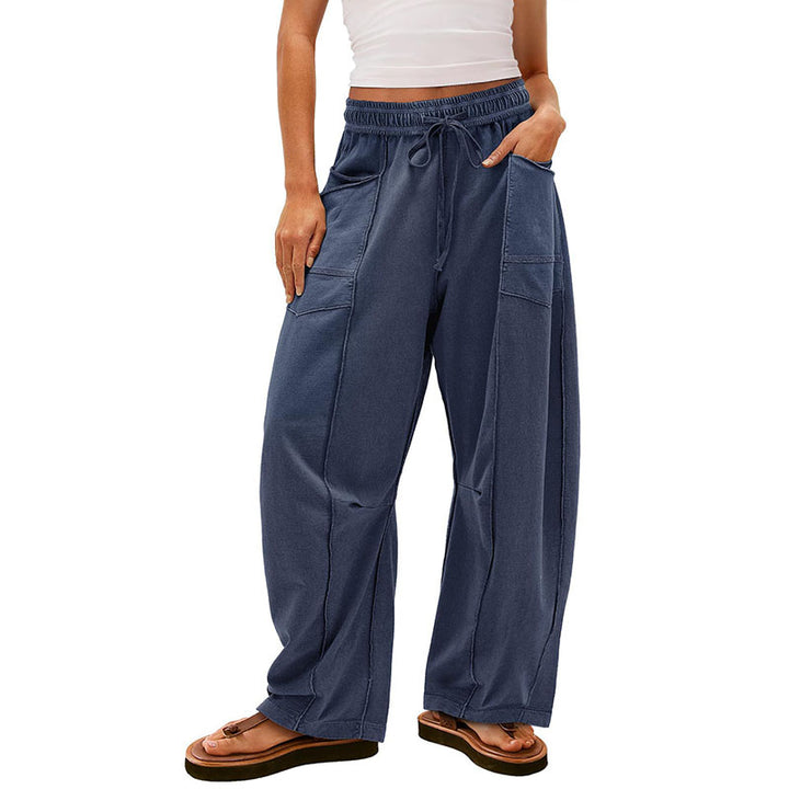 Casual elastic waist wide-leg pants