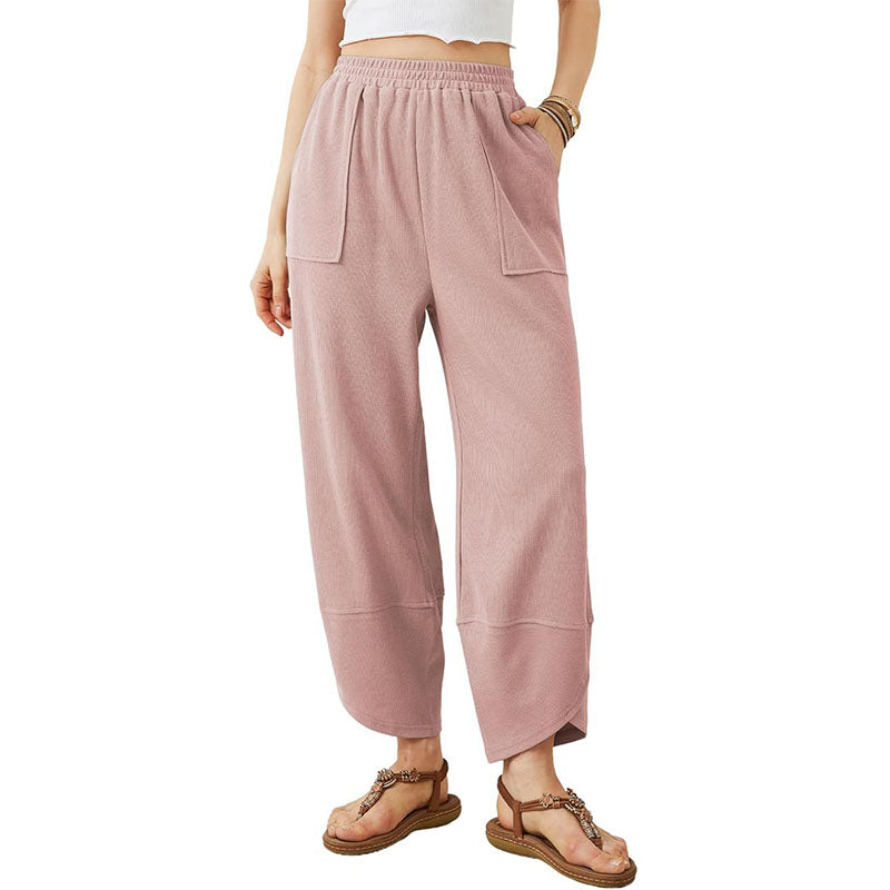 Casual loose-fitting high-waisted trousers