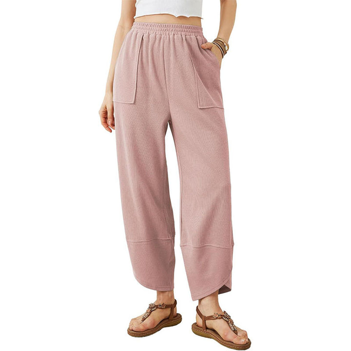 Casual loose-fitting high-waisted trousers