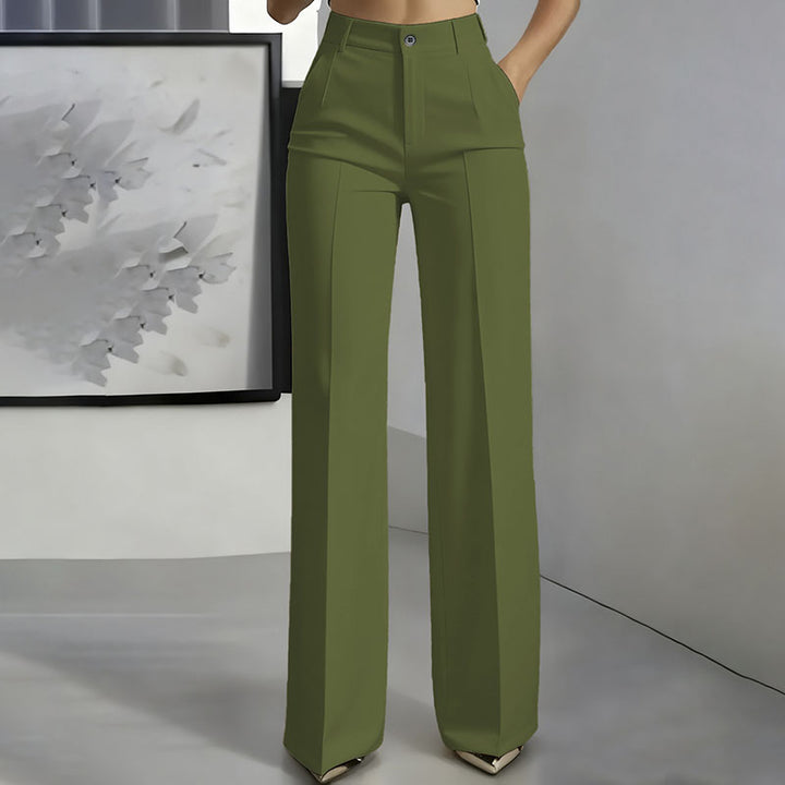 High Waist Straight Leg Suit Pants – Elegant Draped Minimalist Trousers