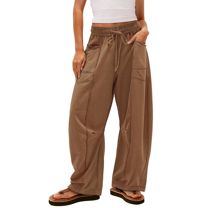Casual elastic waist wide-leg pants