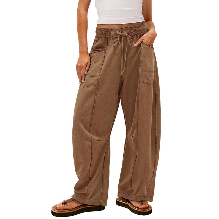 Casual elastic waist wide-leg pants