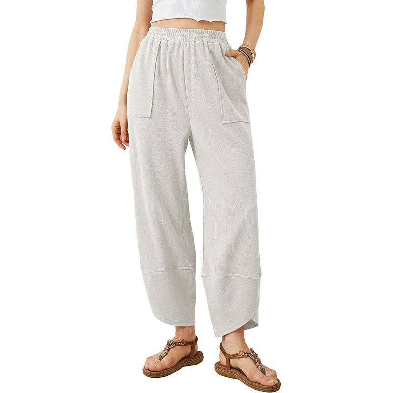 Casual loose-fitting high-waisted trousers