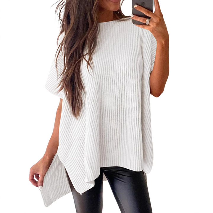 Solid Color Crew Neck Knit T-Shirt – Casual Pullover Sweater Top