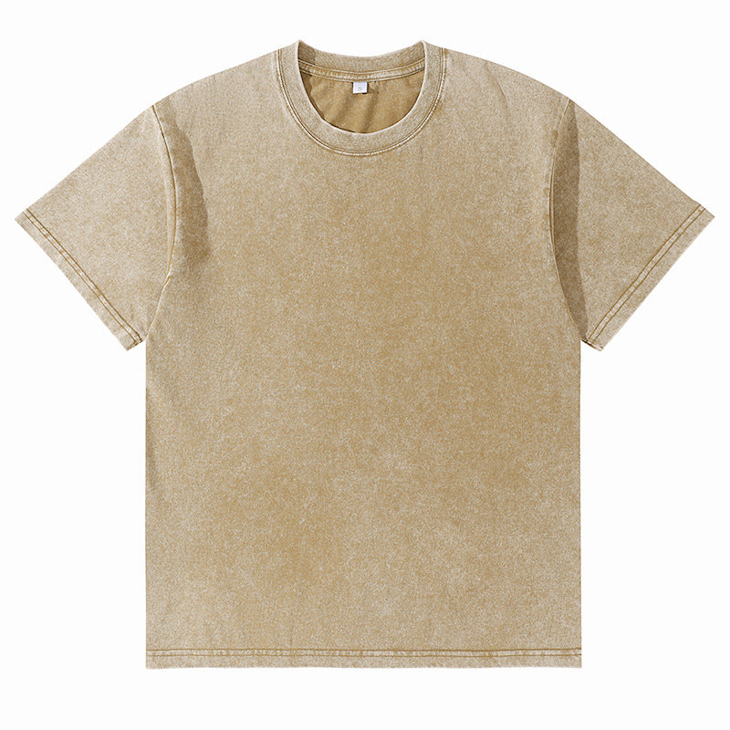Unisex Solid-Color Washed Distressed T-Shirt