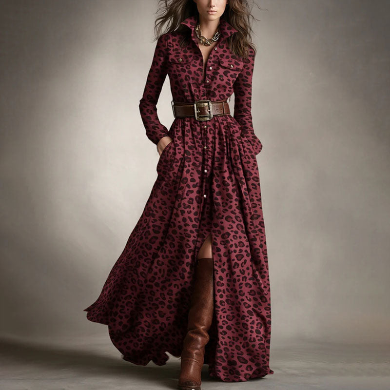Vintage-style plaid long-sleeve dress