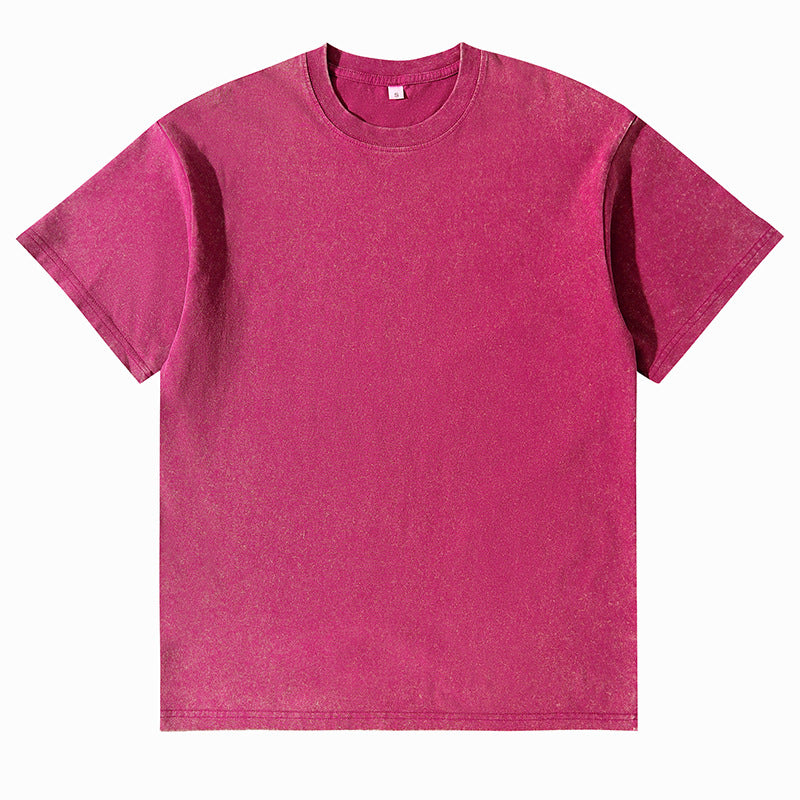 Unisex Solid-Color Washed Distressed T-Shirt