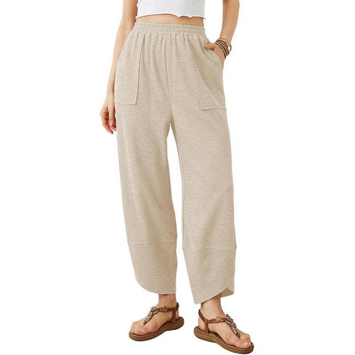 Casual loose-fitting high-waisted trousers