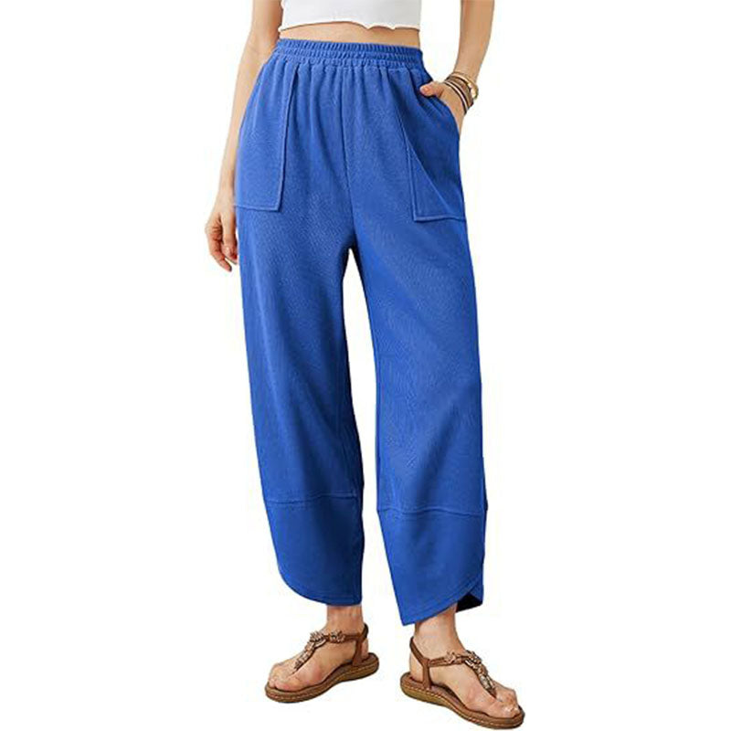 Casual loose-fitting high-waisted trousers
