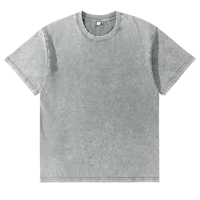 Unisex Solid-Color Washed Distressed T-Shirt