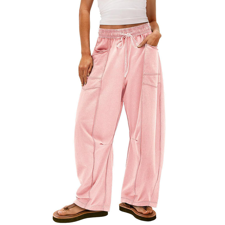 Casual elastic waist wide-leg pants