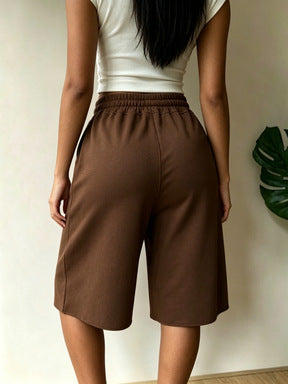 Drawstring Loose Athletic Shorts
