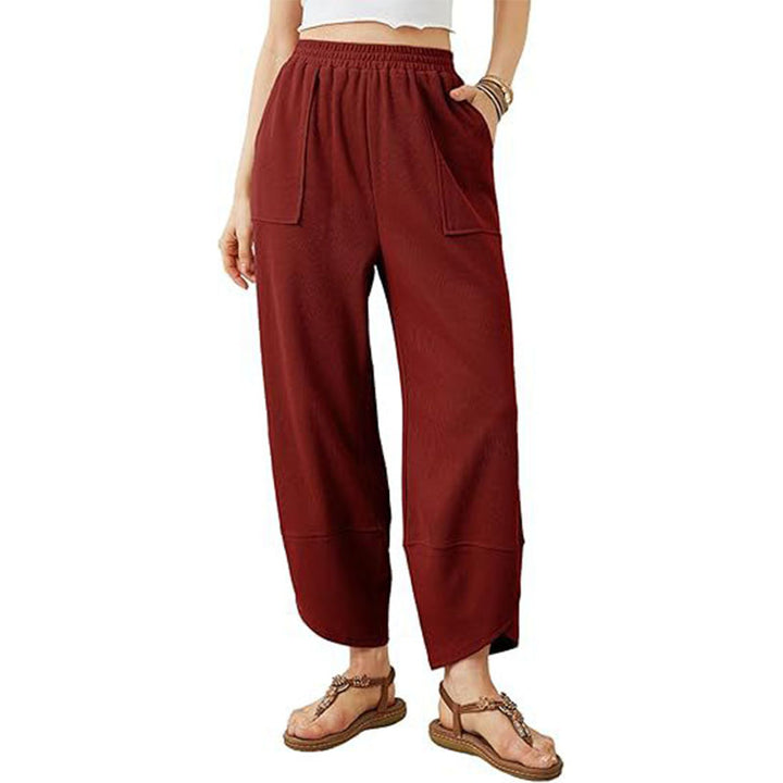 Casual loose-fitting high-waisted trousers