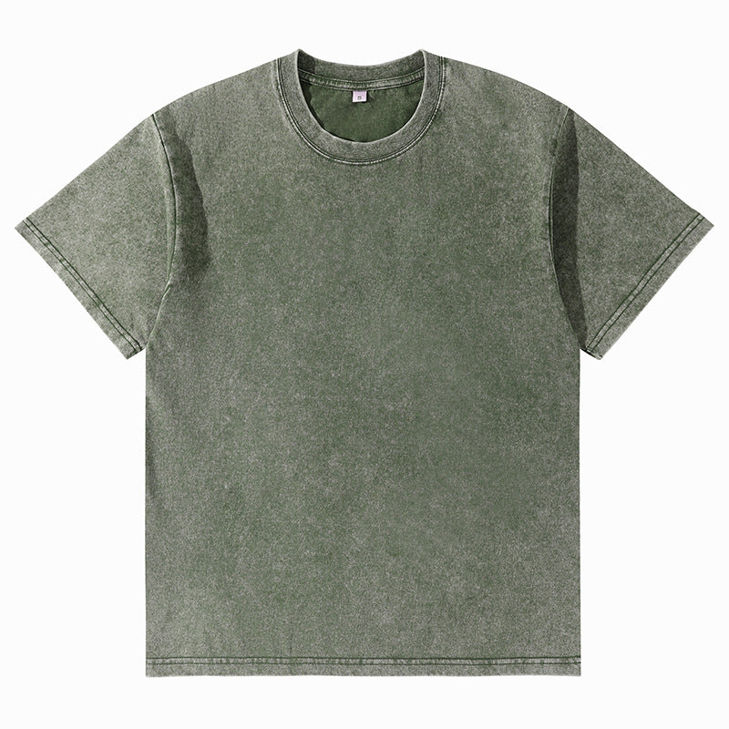 Unisex Solid-Color Washed Distressed T-Shirt