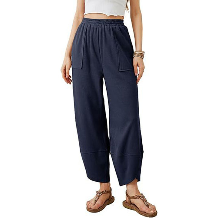 Casual loose-fitting high-waisted trousers