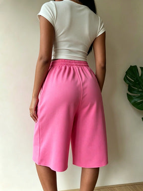 Drawstring Loose Athletic Shorts