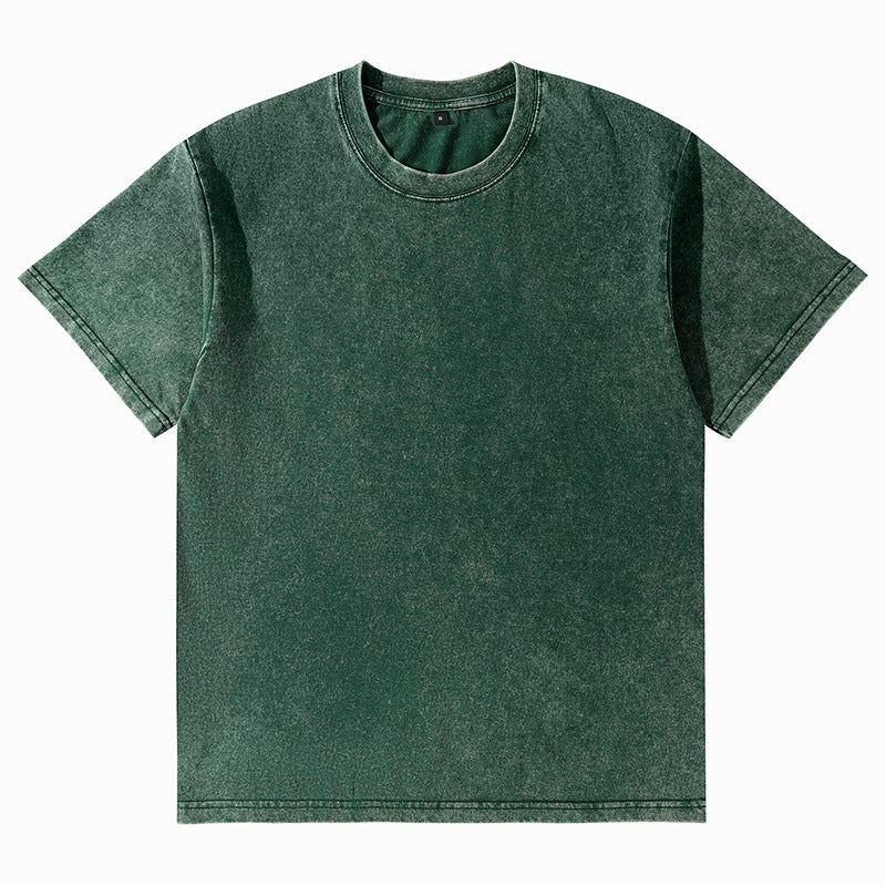 Unisex Solid-Color Washed Distressed T-Shirt