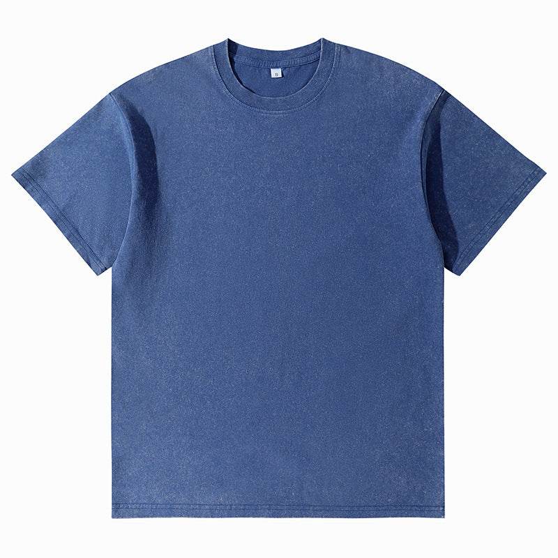 Unisex Solid-Color Washed Distressed T-Shirt