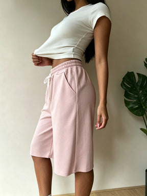 Drawstring Loose Athletic Shorts