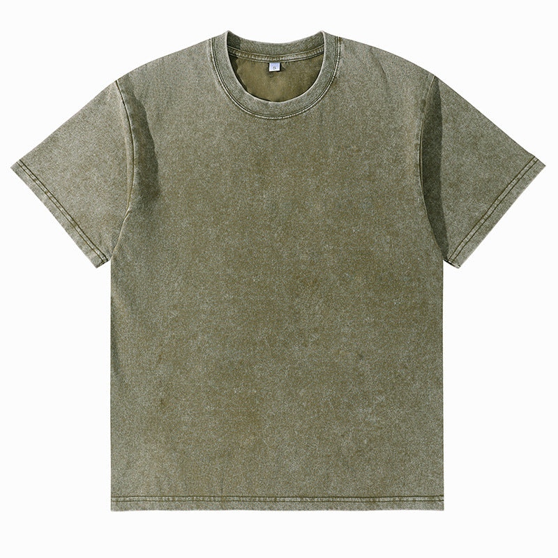 Unisex Solid-Color Washed Distressed T-Shirt