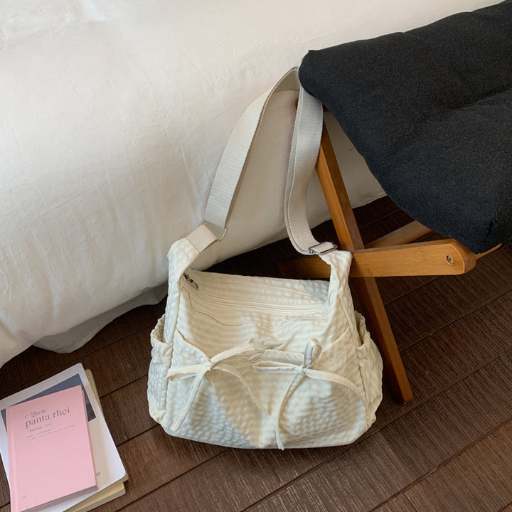 Plaid Drawstring Ruched Cloud Bag