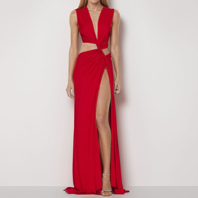Deep V Twist Front Party Gown