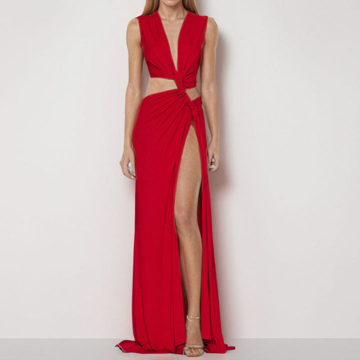 Deep V Twist Front Party Gown