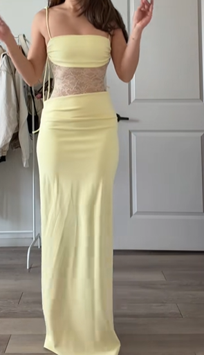 Sheer Lace Waist Maxi Dress