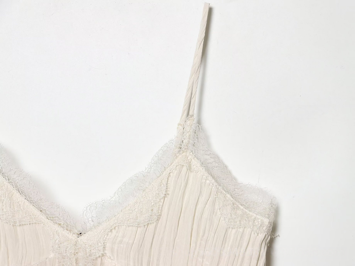 Lace Trim Pleated Cami Top Soft texture. Effortless femininity.