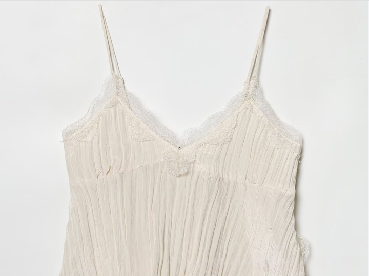 Lace Trim Pleated Cami Top Soft texture. Effortless femininity.