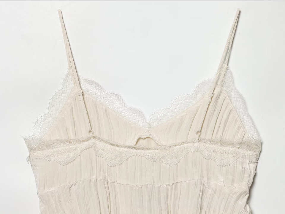 Lace Trim Pleated Cami Top Soft texture. Effortless femininity.