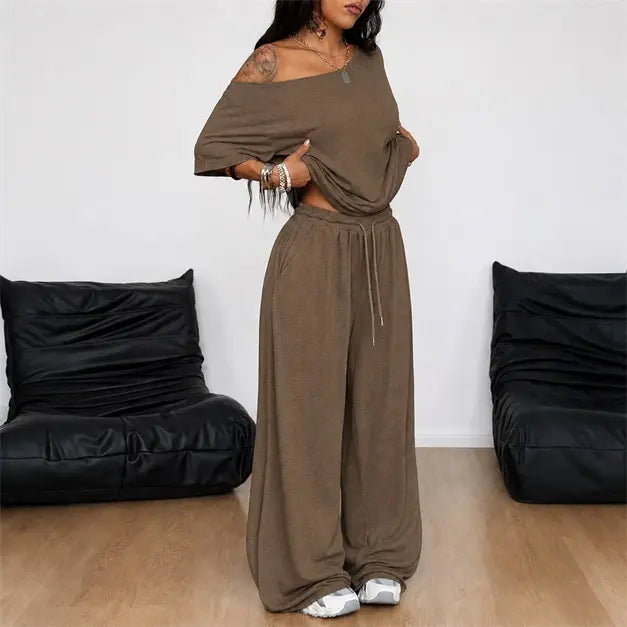 Off-Shoulder Wide-Leg Set