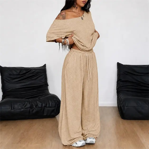 Off-Shoulder Wide-Leg Set