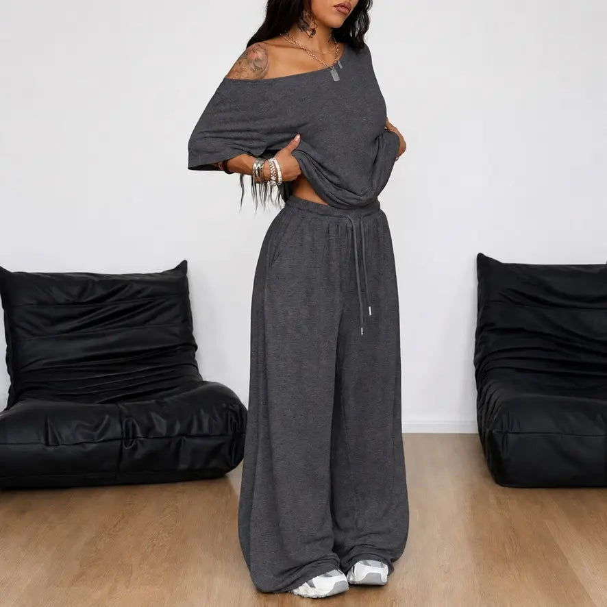 Off-Shoulder Wide-Leg Set
